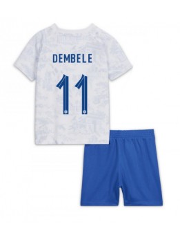 Frankrike Ousmane Dembele #11 Replika Borta Kläder Barn VM 2022 Kortärmad (+ byxor)